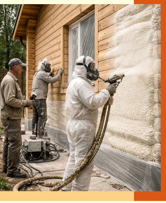 Утепление дома из бруса ППУ в Минусинске от 3912 руб/м2 под ключ | ТепломастерМнс