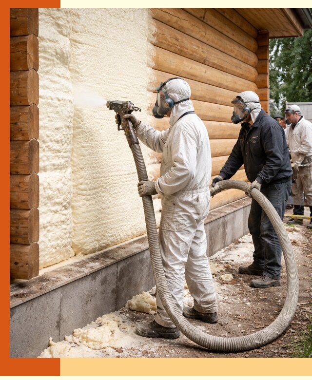 Утепление дома из бруса пенополиуретаном в Минусинске