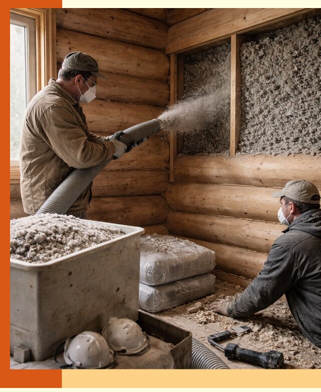 Утепление дома из бруса эковатой в Минусинске