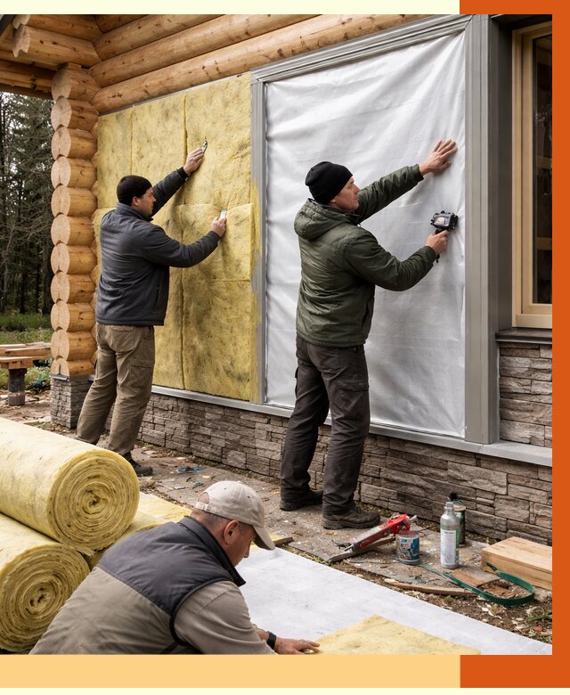 Утепление бревенчатого дома в Минусинске от 7773 руб/м2 — заказать под ключ | ТепломастерМнс