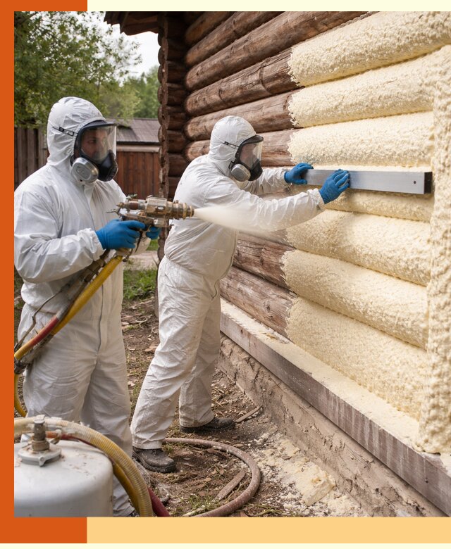 Утепление бревенчатого дома ППУ в Минусинске эффективной изоляцией