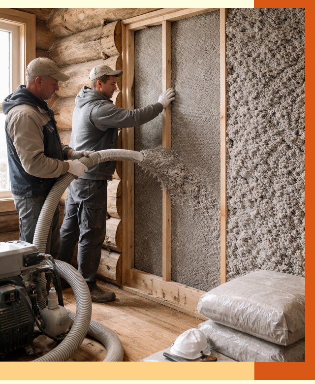 Утепление бревенчатого дома эковатой в Минусинске от 2794 руб. | ТепломастерМнс