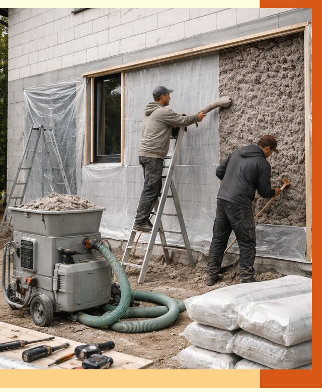 Утепление дома из газобетона эковатой в Минусинске от 4572 руб./м2 | ТепломастерМнс