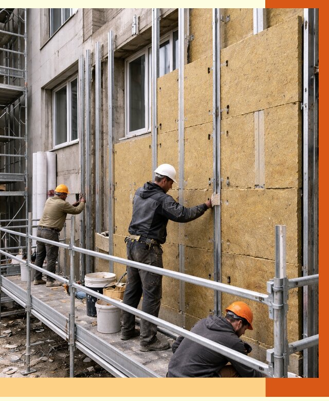 Утепление вентилируемого фасада в Минусинске от 5690 руб/м2 — монтаж и утепление вентфасад | ТепломастерМнс