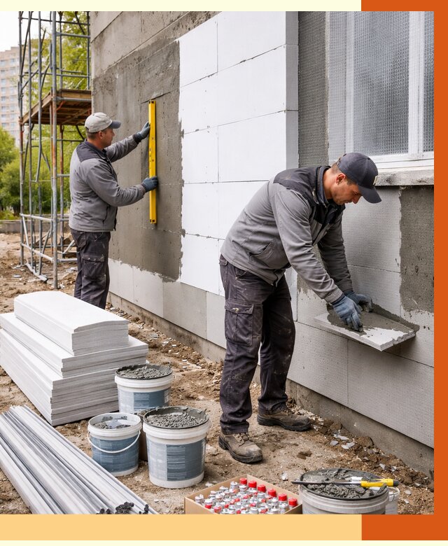 Утепление фасада и стен снаружи в Минусинске от 4268 руб. | ТепломастерМнс