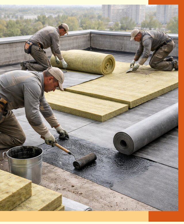 Утепление плоской крыши в Минусинске от 7316 руб./м2 под ключ | ТепломастерМнс