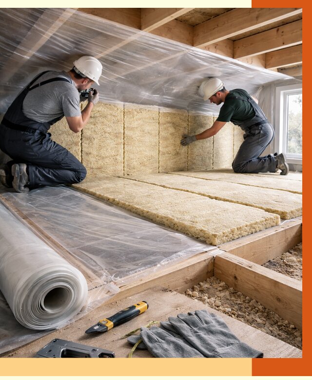 Утепление перекрытий в Минусинске от 2896 руб/м2 — утепление межэтажных и чердачных | ТепломастерМнс