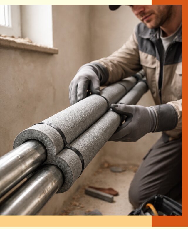 Утепление труб отопления в Минусинске от 2896 руб. за м² — услуги под ключ | ТепломастерМнс