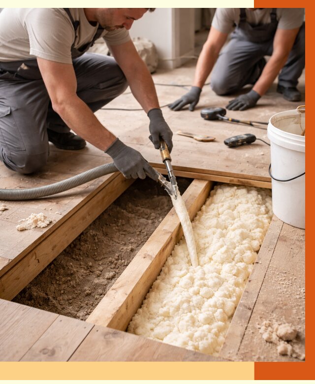 Заполнение пустот пола в Минусинске от 2743 руб. — утепление пустот пола под ключ | ТепломастерМнс