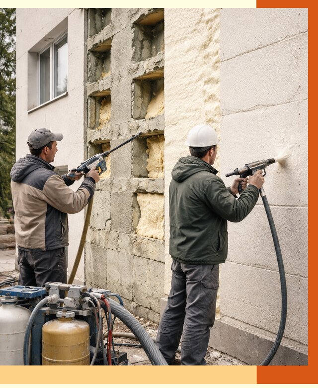 Заполнение пустот фасада в Минусинске от 4572 руб. — утепление пустот облицовки | ТепломастерМнс