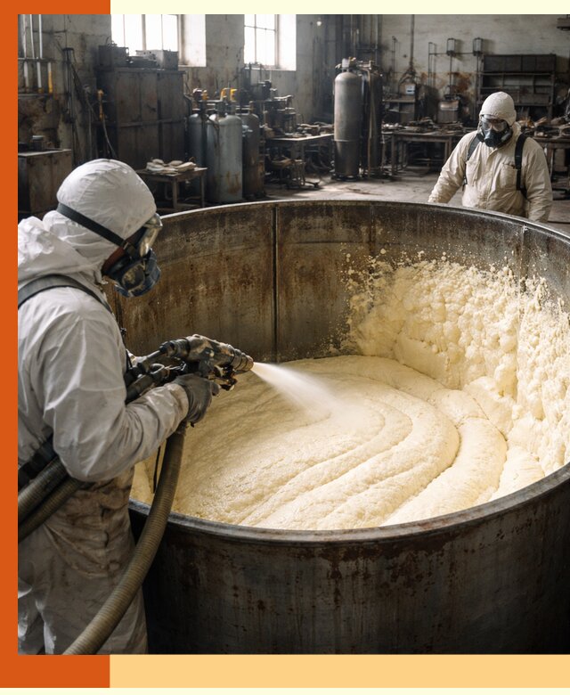 Заливка ппу в емкости с полной изоляцией и герметизацией в Минусинске