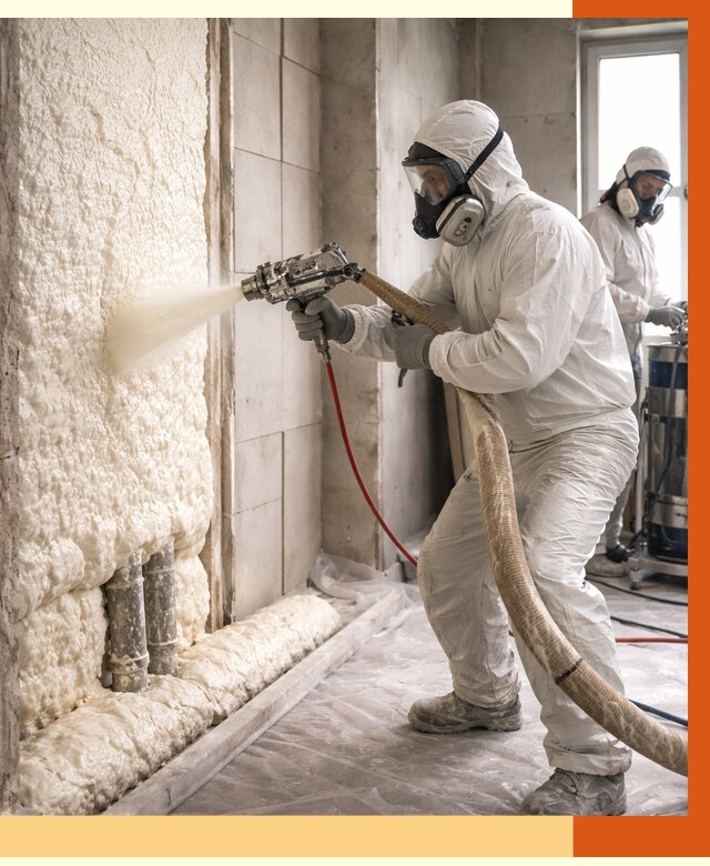 Напыление пенополиуретана в Минусинске от 7621 руб./м2 — услуги и монтаж ППУ | ТепломастерМнс