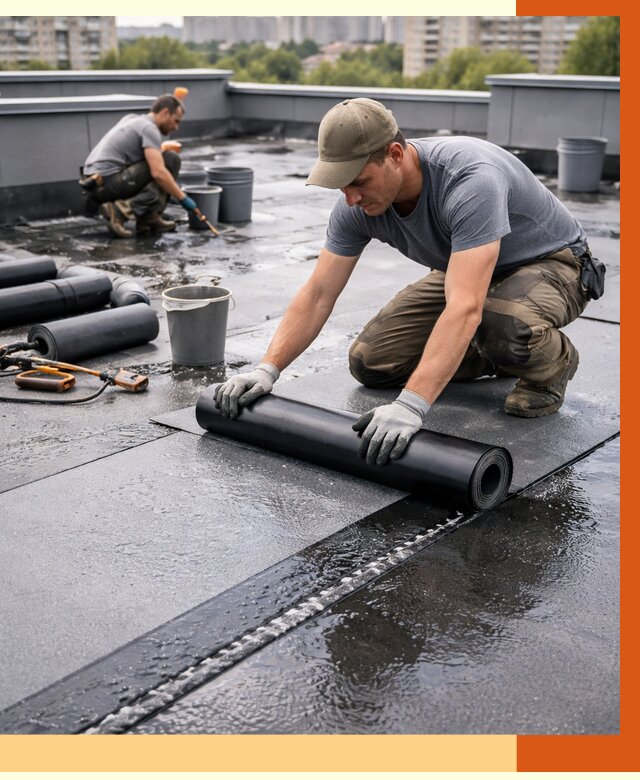 Гидроизоляция плоской кровли в Минусинске от 4572 руб./м2 — профессионально | ТепломастерМнс