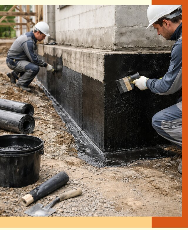 Гидроизоляция фундамента в Минусинске от 1270 руб. — профессионально, под ключ | ТепломастерМнс