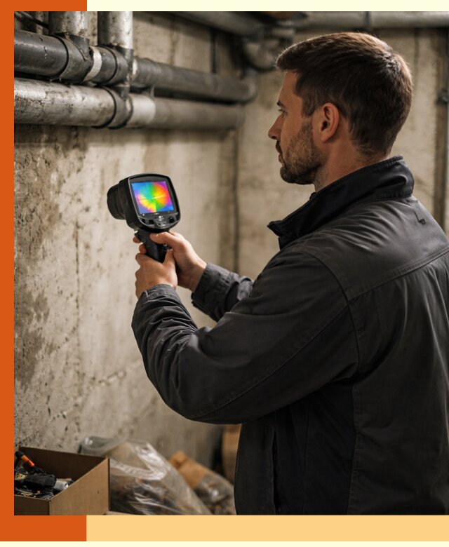 Тепловизионное обследование подвала в Минусинске для поиска утечек тепла