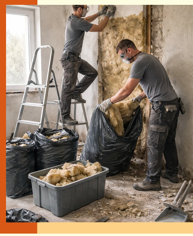 Демонтаж старого утеплителя и вывоз отходов в Минусинске