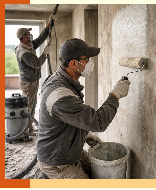 Подготовка поверхности под напыление утеплителя в Минусинске