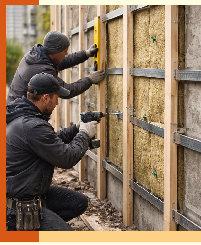 Монтаж обрешетки под утепление зданий и квартир в Минусинске